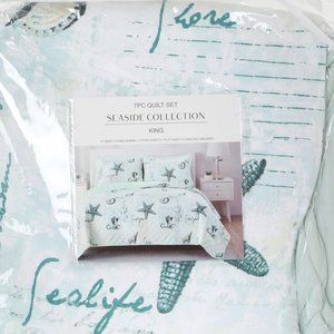 Sea Shore Life Starfish 7 Pc Complete King Sized Bedding Set NWT!🆕⌚📦🏃🏻⚡🚚